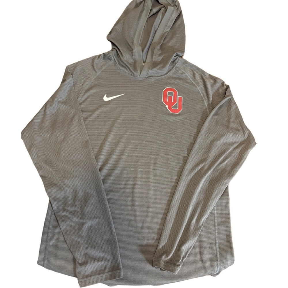 OU (Oklahoma Sooners) gray pullover NIKE active long sleeve with hood
